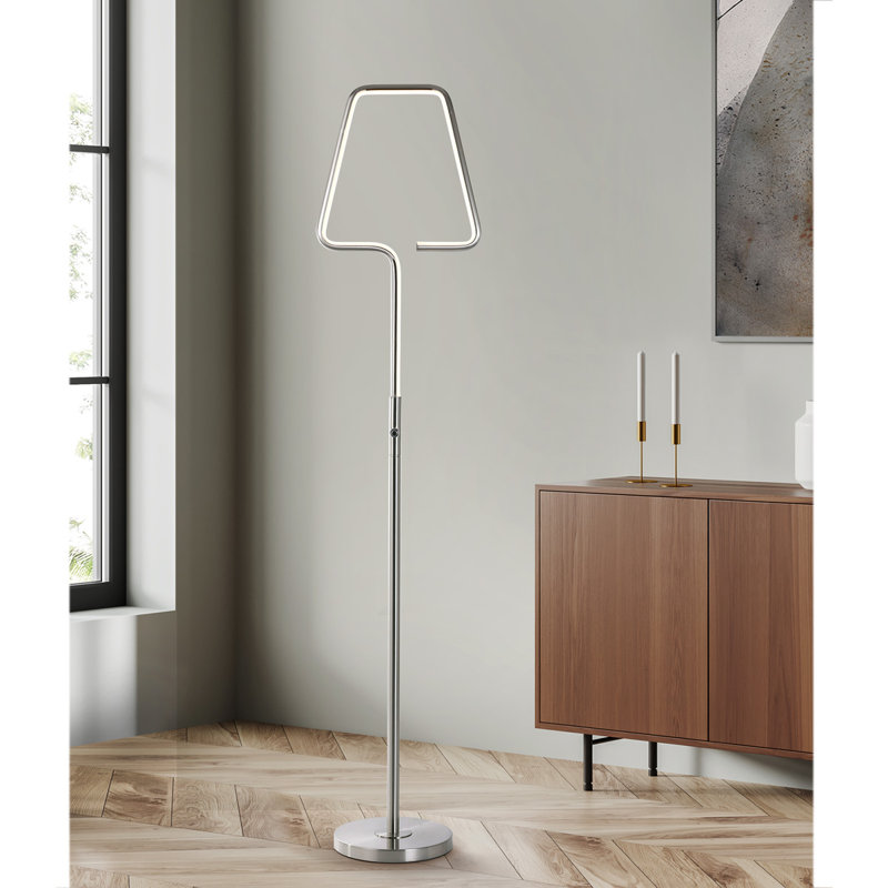 Lampe DEL sur pied 63 po Jakaylon, Nickel brossé