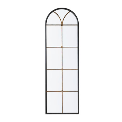 23.5X74.5 Inches Arched Floor Mirror, Black And Gold , Suitable For Any Room, Adds Dimension To Interior 23.5X74.5", Ideal Bedroom, Entryway, Captures Full Image