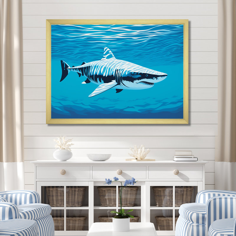 " Tiger Shark Territory ", Gold Single Picture Framed, 12" H x 20" W x 1" D