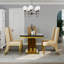 Ensemble de table de salle à manger 7 pièces en faux marbre et or avec 6 chaises de salle à manger en velours crème-487159779-487159781-487159780