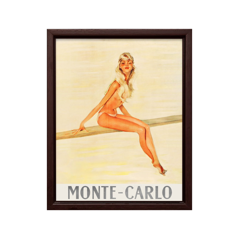 Monte Carlo, Monaco, Canevas, Encadrement brun, H 11 po x l 14 po