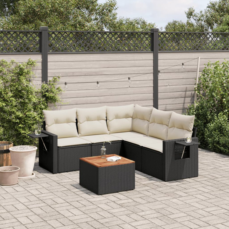 Ensemble de canapé de jardin Vidaxl noir et blanc crème