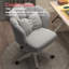 HDHNBA Petal Velvet Mid Back Swivel Vanity Desk Chair with Bow Cushion and Rolling Casters-1803947137