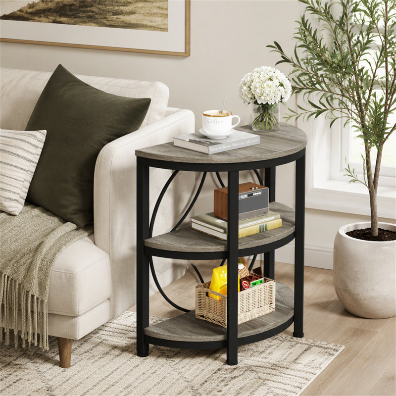 Table de bout demi-ronde, Grey / Black, Grey