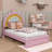 Princess Upholstered Platform Bed Rainbow Velvet Storage Drawer-1909512262