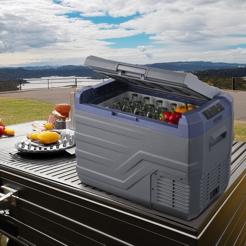 VEVOR 37L Gray Portable Car Refrigerator with Bluetooth Control
