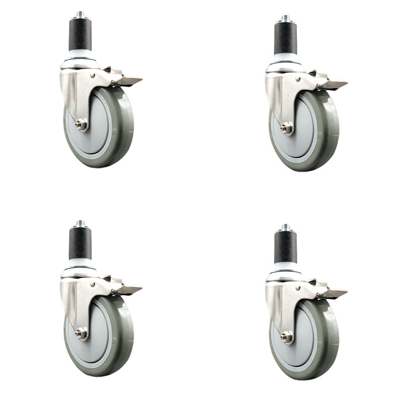 Jeu de roulettes extensibles en poly, gris, H 5 po x l 5 po