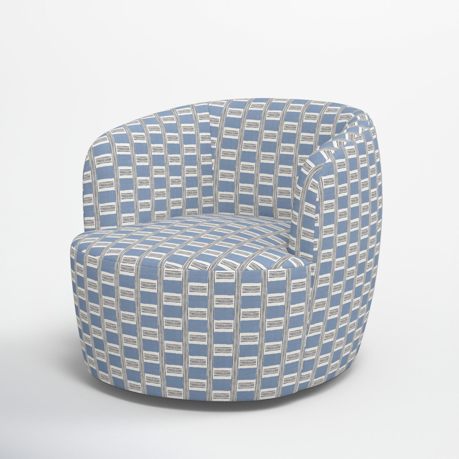 Mina Swivel Barrel Chair, Percy Plaid Ice