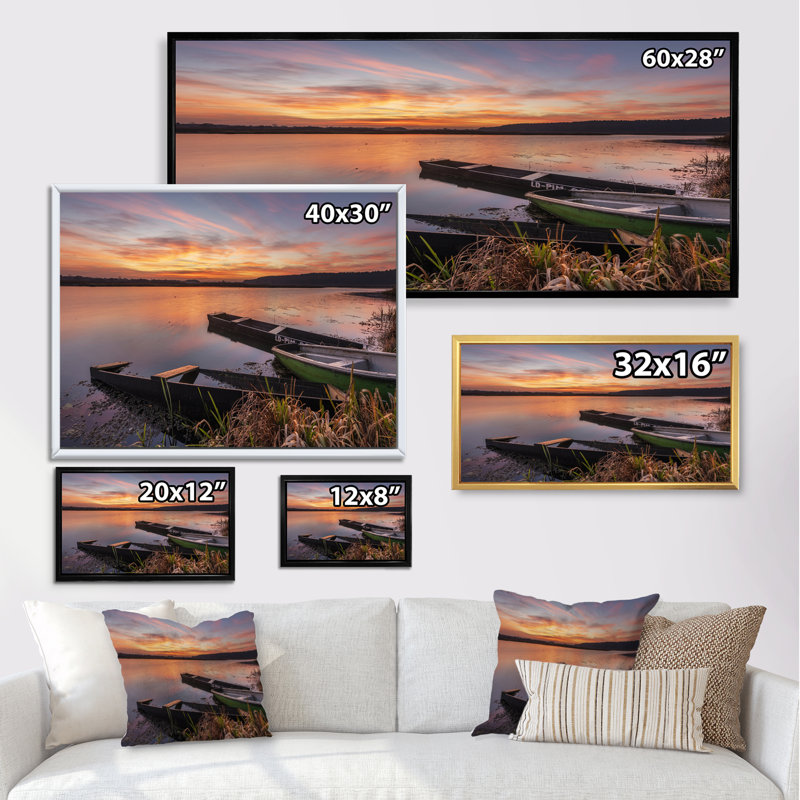 Dramatic Sunrise Lake - photographie sur toile, Cadre noir, H 8 po x l 12 po x P 1 po