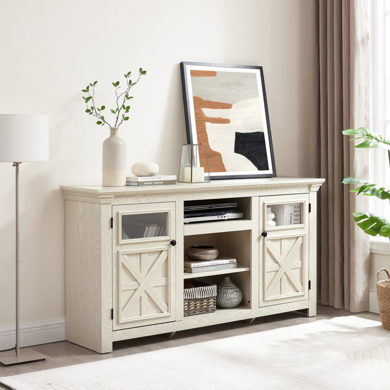 Modern Farmhouse TV Media Stand with Large Storage, Smooth Surface, and Classic Barn Design for Enhanced Entertainment Experience