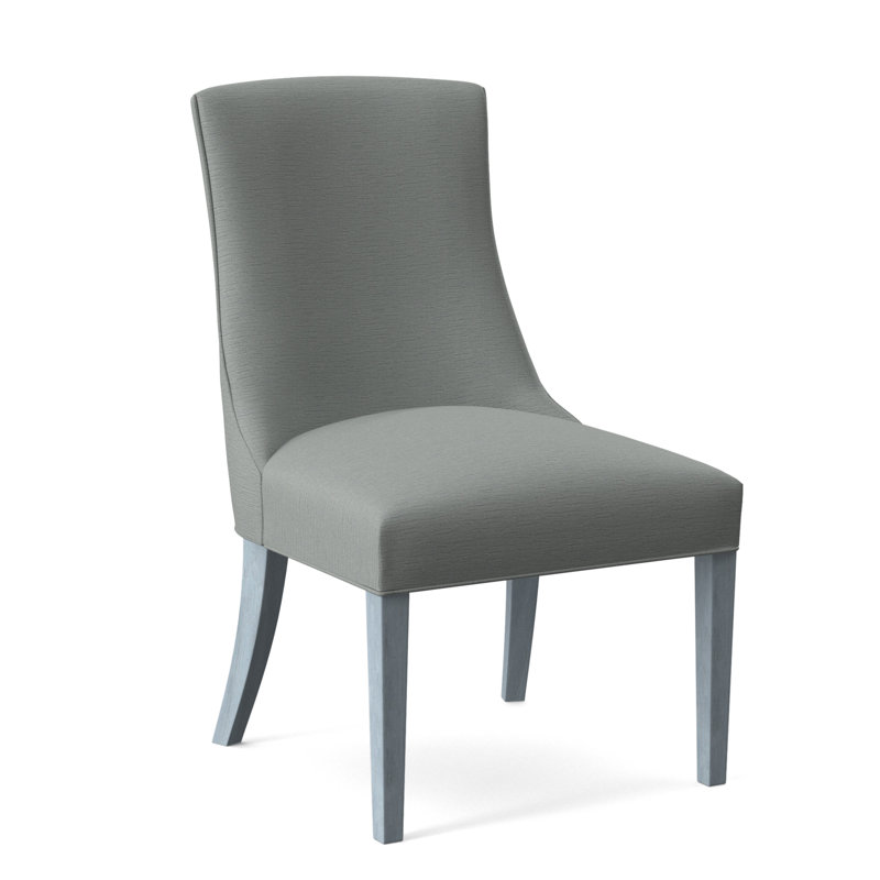 Tuxedo Slipper Dining Chair, Light Blue Performance Fabric; 0851-55, Sea Glass Finish