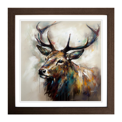 Stag No.2 - Single Picture Frame Print on Wood