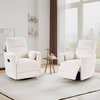 36" Chenille Manual Recliner Chair with Remote Control for Massage and Heat,Swivel and Rocking for Living Room(Set of 2)