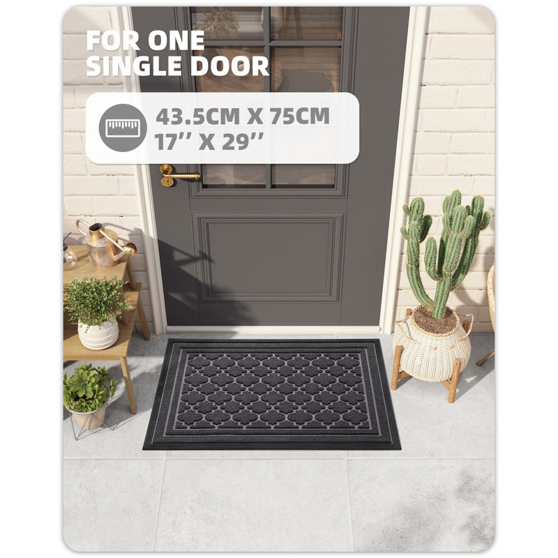 Ingelbert Personalizable Non-Slip Geometric Outdoor Doormat, Gray, 17.13" W x 29.53" L