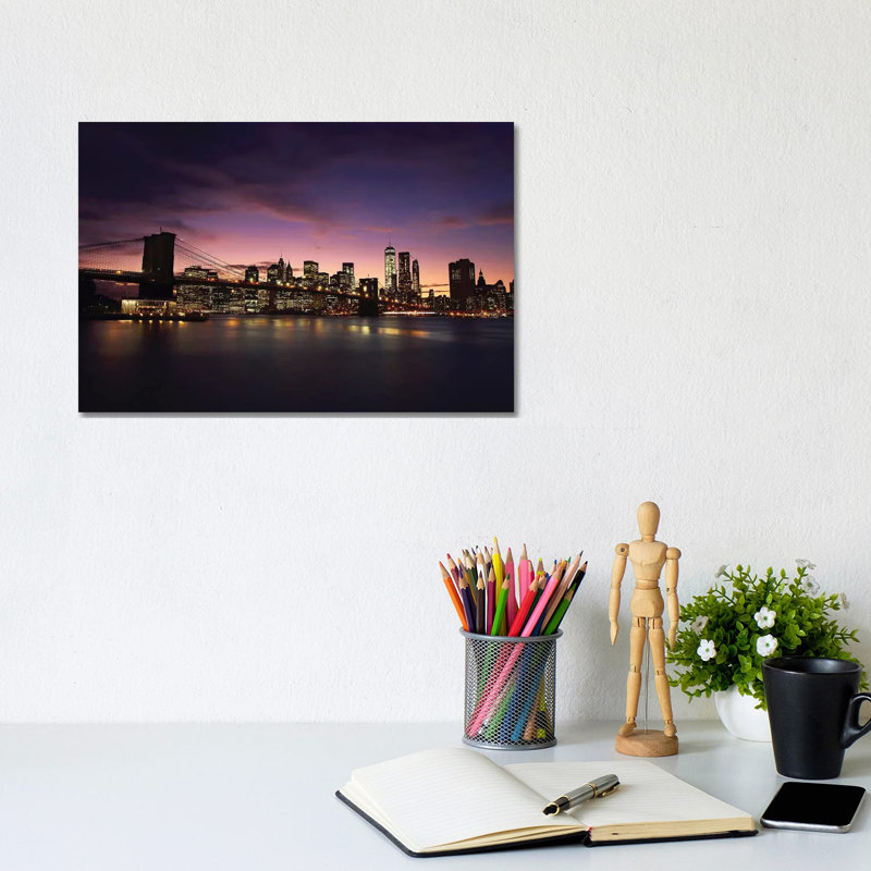 NYC Skyline At Sunset by Sebastien Del Grosso - Gallery-Wrapped Canvas Giclée on Canvas, Canvas, 20.32 cm H x 30.48 cm W