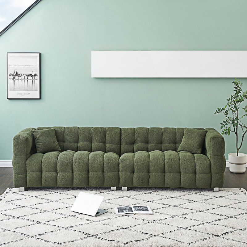 Upholstered Sofa, Gray Polyester Blend, 28" H x 102" W x 29" D