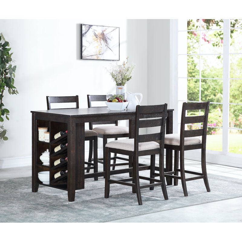 Garius Four Leg Dining Set, Espresso