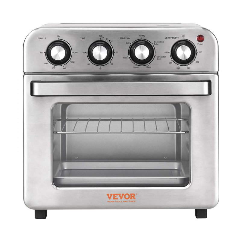 7-IN-1 Air Fryer Toaster Oven, 18L Convection Oven, 1700W Stainless Steel Toaster Ovens Countertop Combo with Grill, Pizza Pan, Gloves, 6 Slices Toast, 10-inch Pizza, Home and Commercial Use