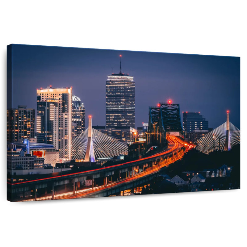 Lynelle Boston Nighttime Skyline, 30" H x 45" W