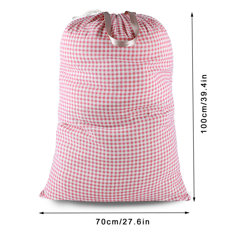 Fabric Laundry Bag, Checkered Pink
