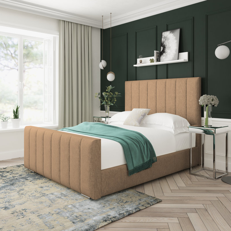 Oakley Chenille Upholstered Ottoman Bed Frame, Mink, Super King (6')