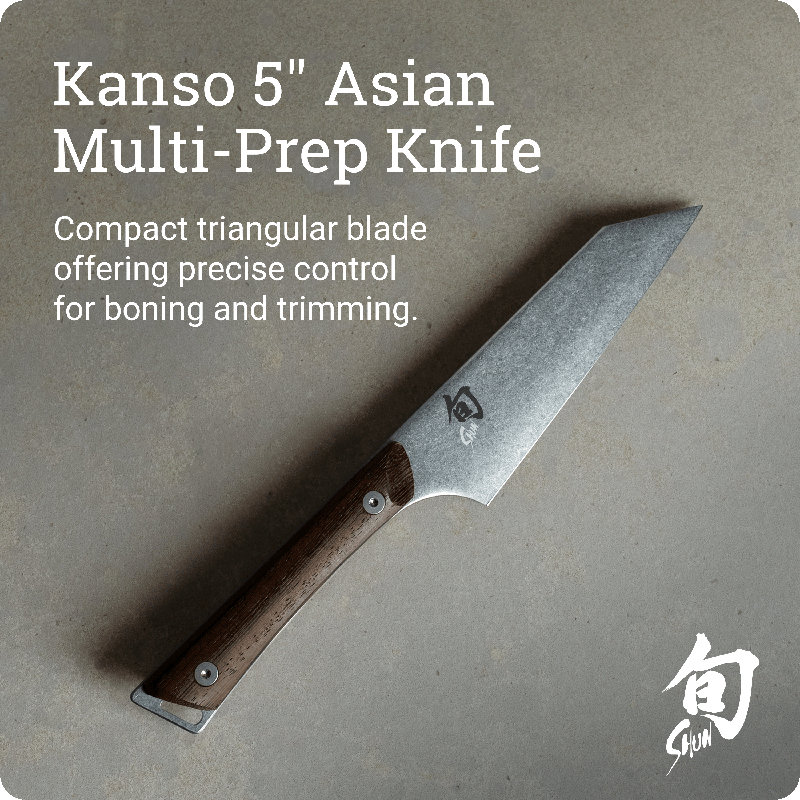 Shun Kanso 5" Asian Multi-Prep Knife, Handcrafted Japanese Boning Knife, AUS10A Stainless Steel Blade, Tagayasan Handle, Trimming Tool for Professional and Home Chefs