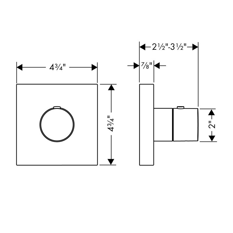 AXOR ShowerSolutions Thermostatic Trim 5" x 5", Chrome