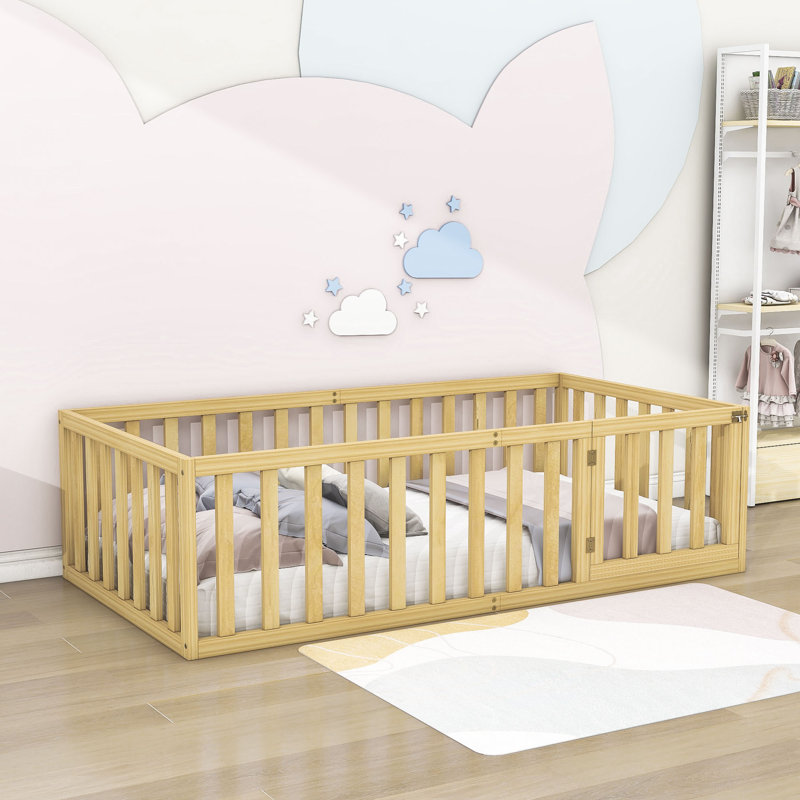 Structure de lit en bois Freta, Naturel, Lit simple