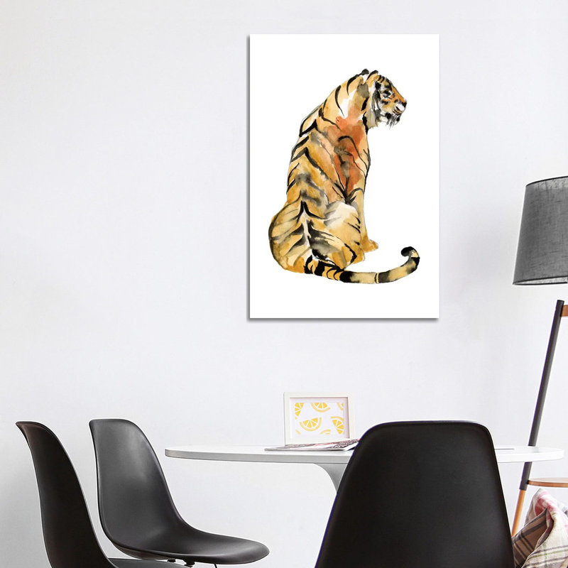 Sitting Tiger I by Jennifer Goldberger - Wrapped Canvas Gallery-Wrapped Canvas Giclée, 101.6 cm H x 66.04 cm W x 3.175 cm D