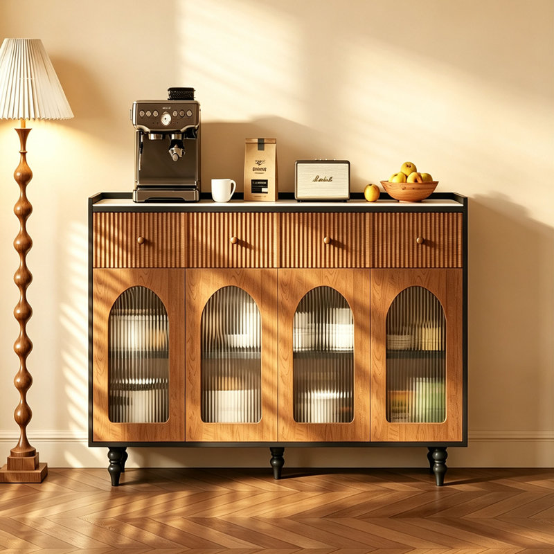 Armoire de rangement multifonctionnelle de style médiéval, H 38,9 po x l 48,5 po x P 15,75 po