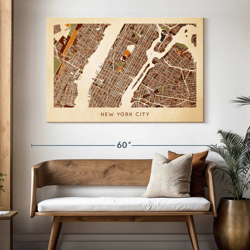 Aliaz Earthy NYC Map, 34" H x 51" W