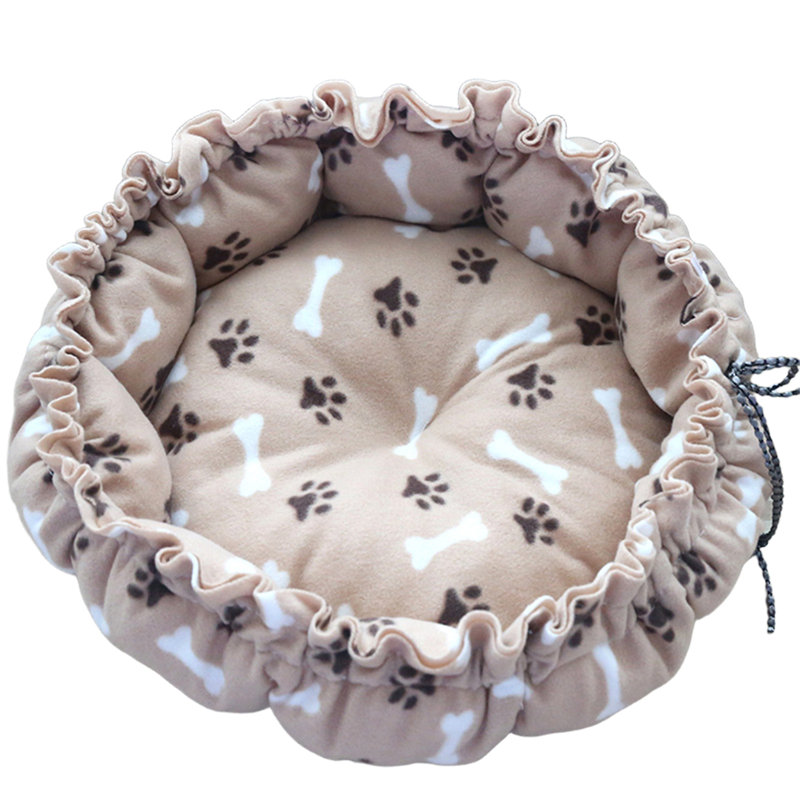Lit pour chien et chat pour l'intérieur avec empreintes de pattes brunes XL, L 27,56 po x P 27,56 po