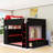 Full Size Loft Bed With Charging Station, Height-Adjustable Desk, RGB Light Strip And Drawers-2030120875