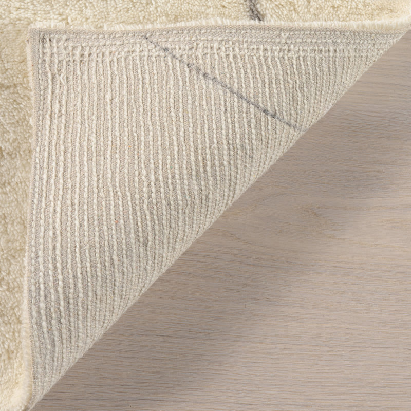Ivory Trellis Handmade Wool Rectangular Area Rug 4' x 6'