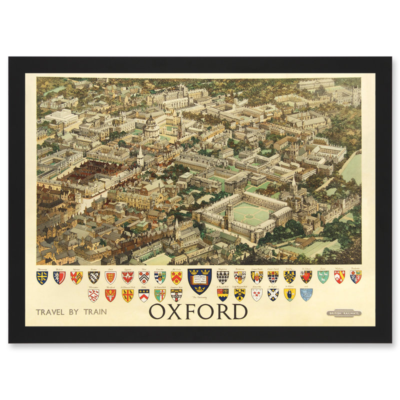 Travel Train Oxford England British Railways Crest Coat Of Arms Heraldry UK Framed A3 Wall Art Print