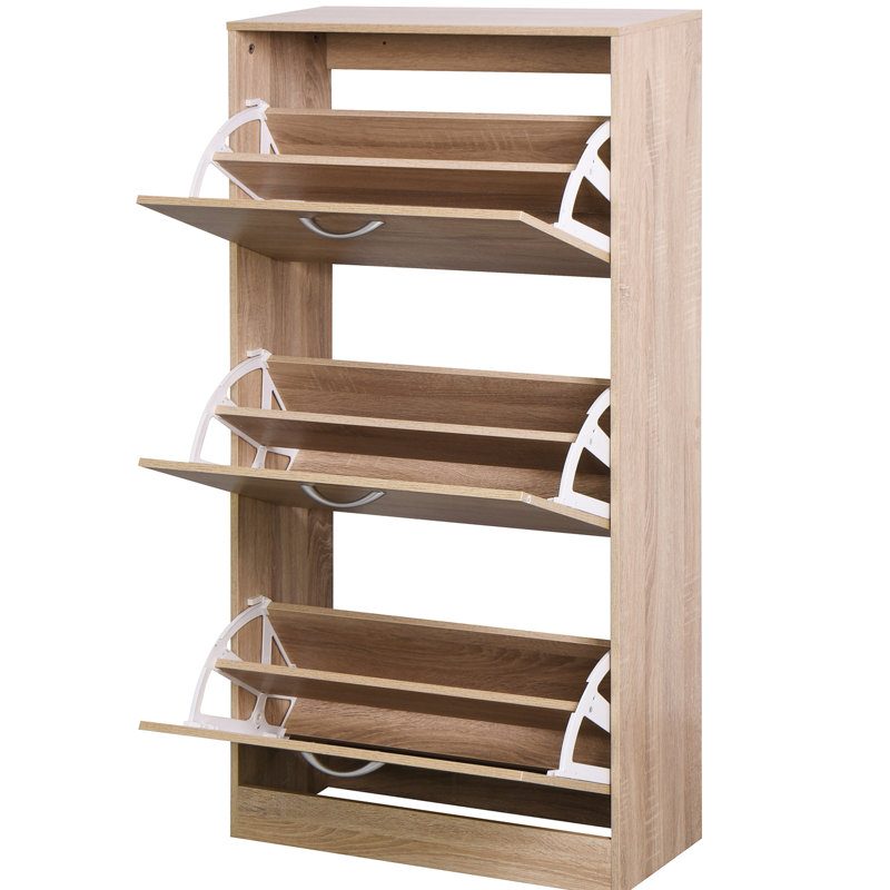 3 étagères à chaussures - armoire en bois pour la maison. Fabriqué en panneau de particules, tiroirs à 2 couches, ajoute de la commodité à votre armoire de rangement, 3 panneaux de porte d'entrée, beaucoup de rangement, revêtement, facile à poser