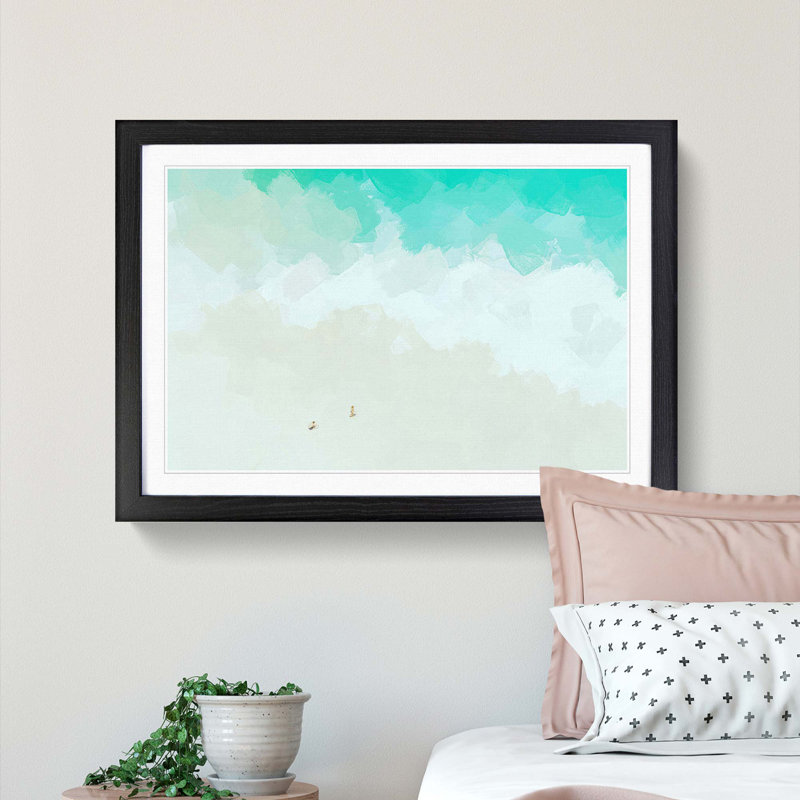 Two upon the Beach in Abstract - Picture Frame Graphic Art Print, 62cm H x 87cm W x 2cm D, Black Framed