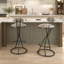 Ensemble de 2 tabourets de bar rembourrés avec tabourets de bar à hauteur de comptoir et chaises de bar modernes en velours pour îlot de cuisine et salon (noir et rayé)
