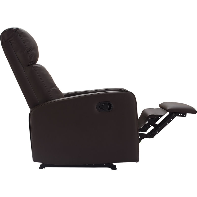 ClickDecor Henderson Leather Recliner Chair, Dark Brown Faux Leather