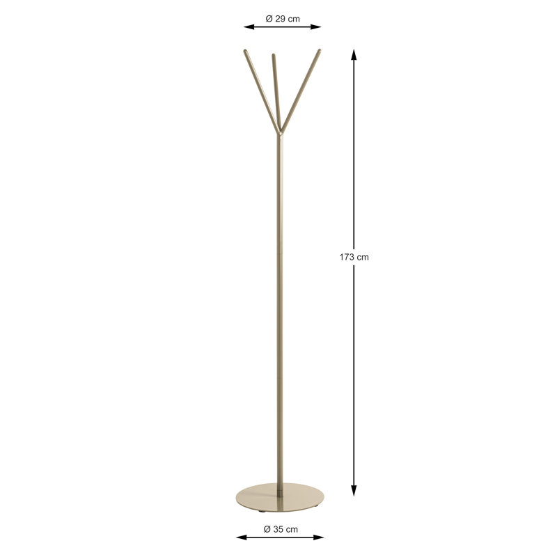 Orlina Metal Freestanding 3 - Hook Coat Rack, Gold