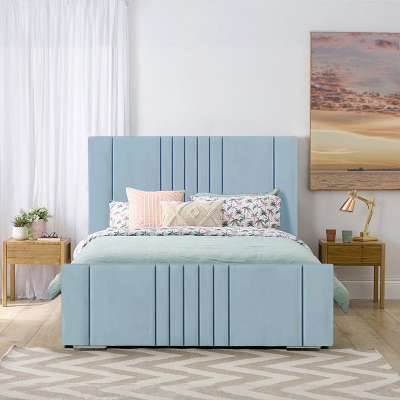 Mohiuddin Upholstered Ottoman Storage Bed, UK King - DE 150 x 200 cm, Sky Blue