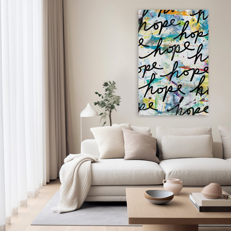 Lots Of Love II - art abstrait graffiti noir aqua, H 60 po x l 40 po
