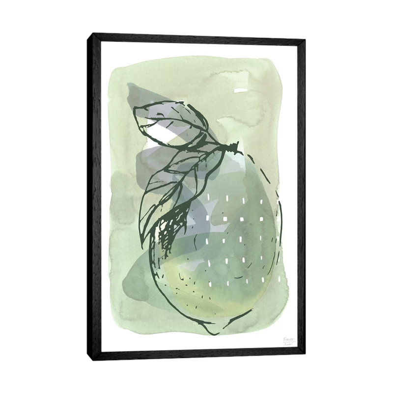 Lemon With Dots - Print on Canvas, 101.6cm H x 66.04cm W x 3.81cm D, Black Floater Framed