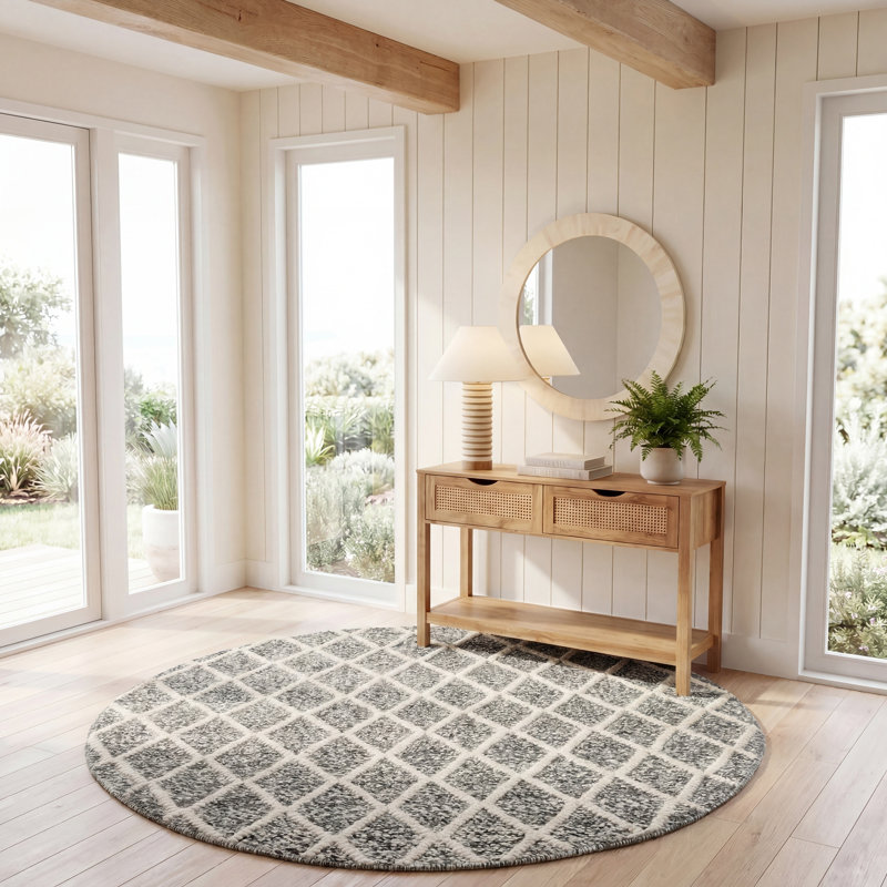 Russo Hand Woven Performance Geometric Rug, Round 6'
