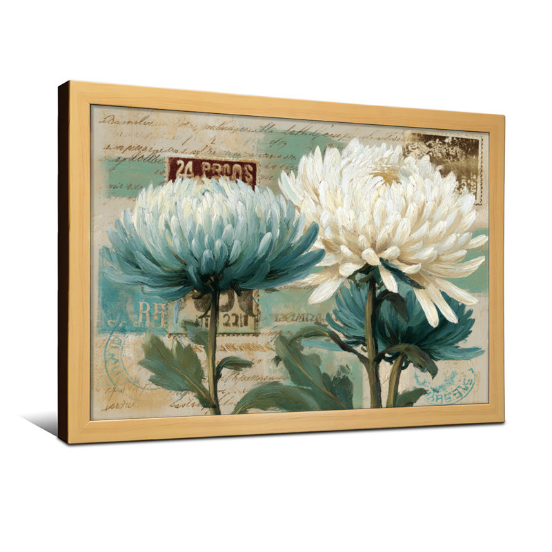 Plantes et fleurs, impression de carte postale florale rétro, H 24 po x l 36 po, Toile tendue, Ne s’applique pas