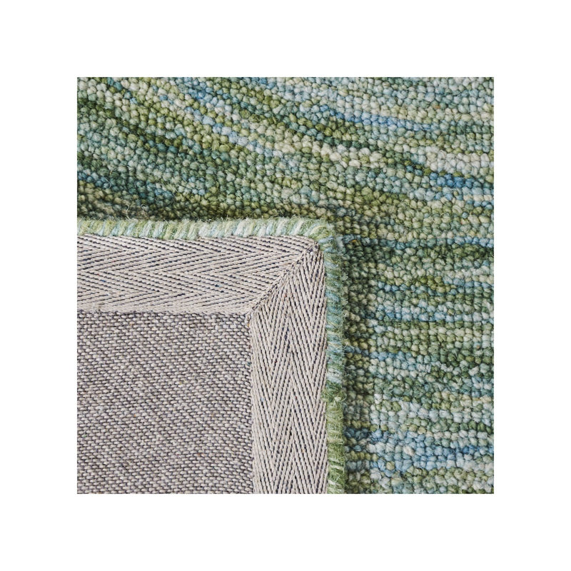 Tapis vert sauge / vert en laine touffeté à la main Moneta, Rectangle 4 pi x 6 pi
