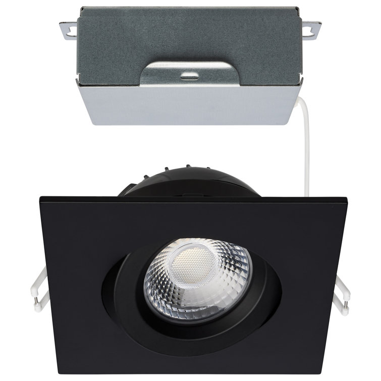 4" Square Adjustable Trim Selectable Color Temperature Dimmable Air-Tight IC Rated LED Canless Recessed Lighting Kit