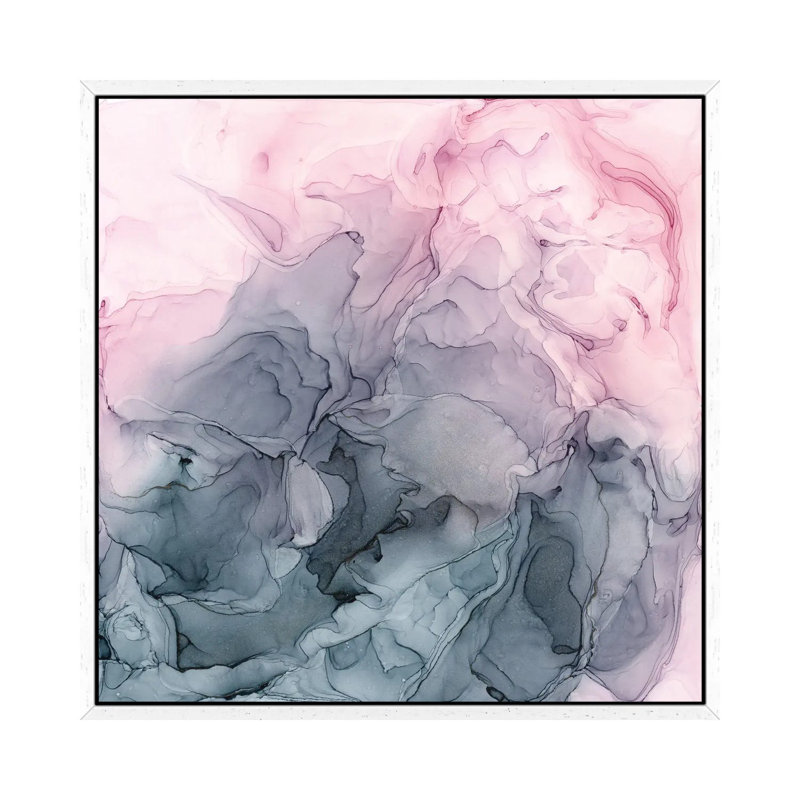 Blush & Paynes Grey Flowing Abstract by Elizabeth Karlson - Print on Canvas, 93.98 cm H x 93.98 cm W, White Framed