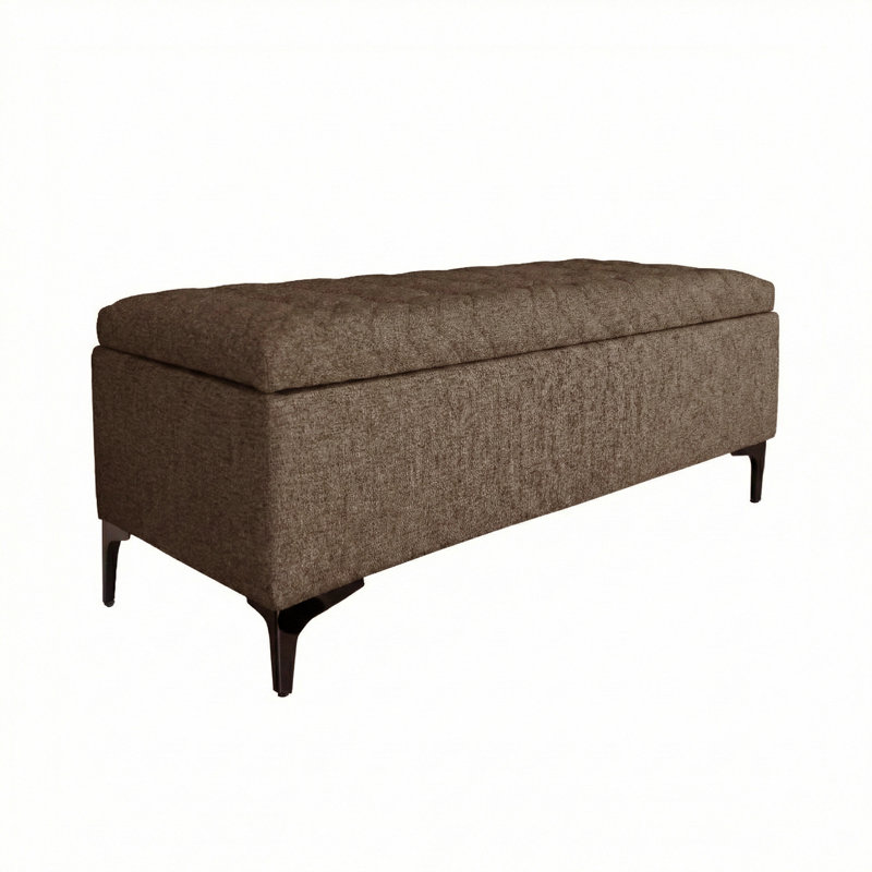 Banc de rangement rembourré Reba, Brun moyen