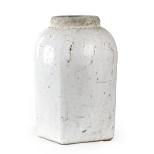 Vase de table blanc intérieur / extérieur en grès